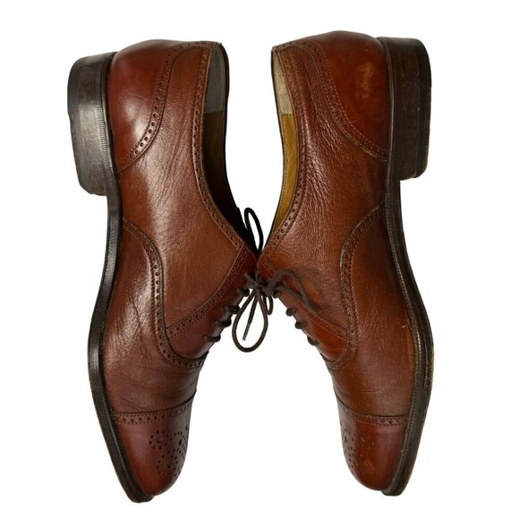 Caporicci Men\'s Size 8.5 Brown Leather Oxford Dress Shoes Made in Italy Designer main image 10